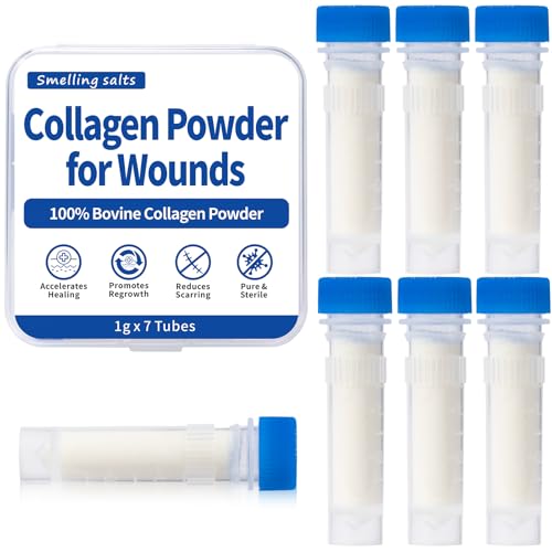 Poxo Collagen Powder for Wounds 100% Bovine Collagen Powder for Tissue Regeneration Accelerates Healing Reduces Scarring 7 Tubes x 1g