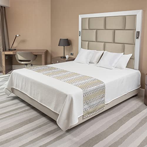 Ambesonne Rose Bed Runner, Vintage Vertical Borders With Abstract Blossoms And Classical Victorian Motifs, Decorative Accent Bedding Scarf For Hotels Homes And Guestrooms, King, Grey Tan #TOP1