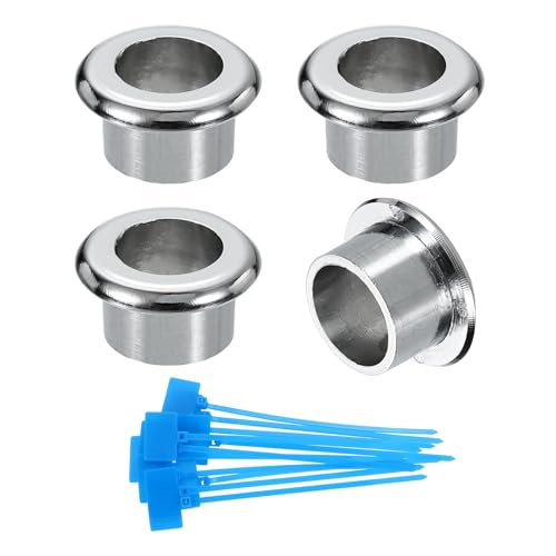 Image of sourcing map 4Pcs Desk Grommets, 11/16" (18mm) ABS Plastic Cable Hole Cover Wire Cord Organizer with Marked Cable Ties for Home Office Desktop Wire, Silver Tone