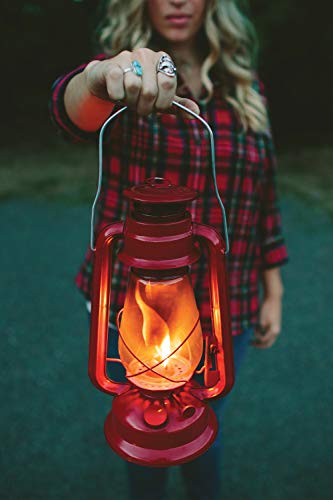 Stansport 12" Hurricane Lantern (127) - Timeless Vintage Design for Camping, Cabins and Emergencies – Classic Red 12-inch Lamp with Handle, Outdoor and Indoor Use