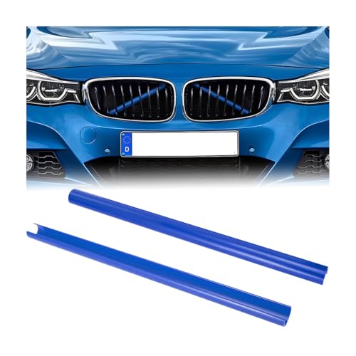 Image of HZEL Car Grill Inserts Trims, Vehicle Inserts Stripes, Automotive V Brace Wrap Covers Exterior Decoration Accessories, Compatible with 1-8 Series F20 F22 F30 F32 G30 G32 G11 (Blue)