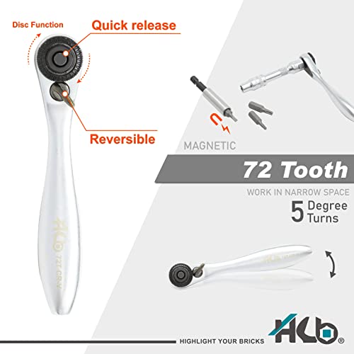 Hb 72-Tooth Mini Ratchet Handle 1/4-Inch High Torque, Made In Taiwan, With Compact Portable Case, 26-Piece Socket Set Bkm001-U #TOP1