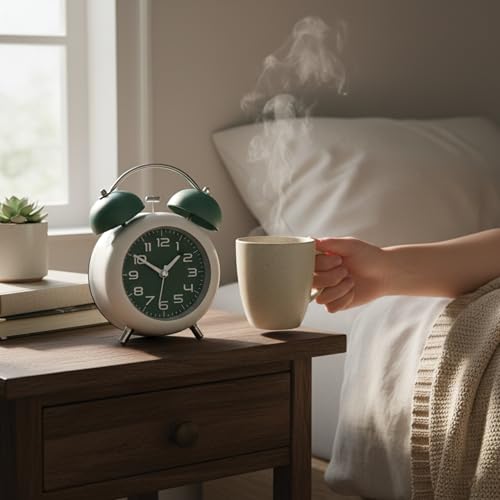 Image of Auromin Analog Alarm Clock for Bedroom & Study Table | Loud Alarm for Heavy Sleepers | Silent Desk & Table Clock for Home, Office, Living Room | Retro Stainless Steel Alarm Clock