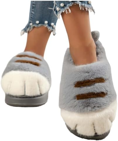 Pantofole da donna invernali, per gatti, per casa, in pelliccia, per gatti, in memory foam, per casa, per interni ed esterni, b, 36