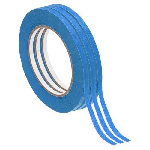 Image of PATIKIL Masking Tape 0.3 Inch x 55 Yard, 3 Roll General Purpose Adhesive Painting Tape Painters Tape for Arts Crafts Label, Blue