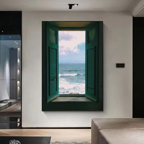 AEFOUU Tableau mural nordique avec cadre paysage extérieur mer 70x100cm