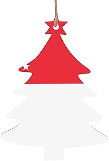 Christmas Tree Shape Pendant Wooden 6 PCS â€“ Fashion Singapore Flag Print Decorations for Tree, Doors, Windows, Table