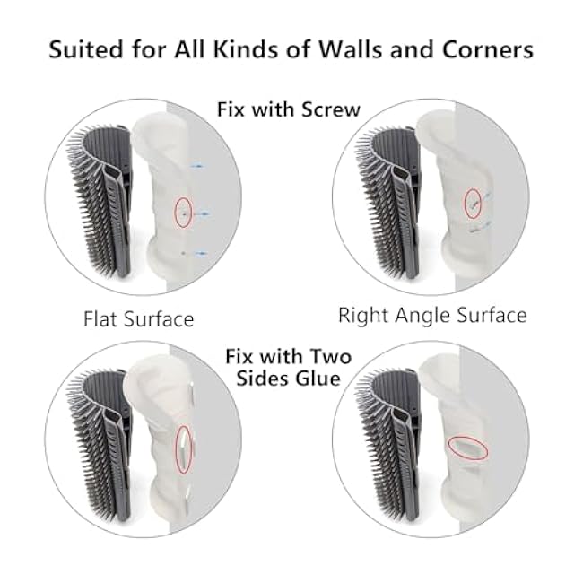 Extended (6.1) 2 Pack Self Grooming Cat Brush - Wall Corner Scratcher with Massage Combs for Long and Short Fur Cats, Kittens (Grey)-X1PecYyH