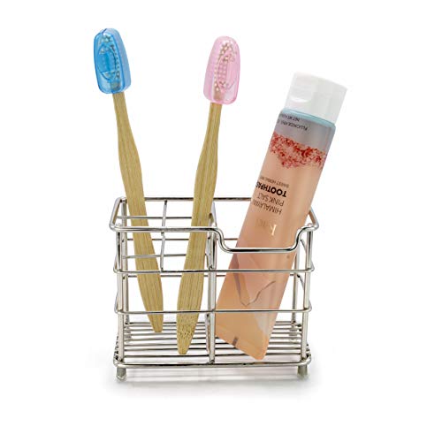 Brookstone, Minimalistic Toothbrush Holder For Bathroom, Holds Regular & Electric Brushes, Anti-Rust Stainless Steel Constructions, Quick Dry Open-Air Ventilated Design. Bonus: 5 Protective Covers #TOP2