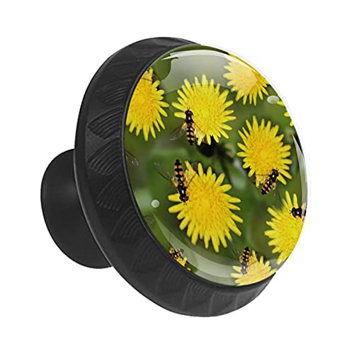 Boutons de tiroir ronds 35 mm Fleurs et Abeilles commode chambre et crèche enfant - 3