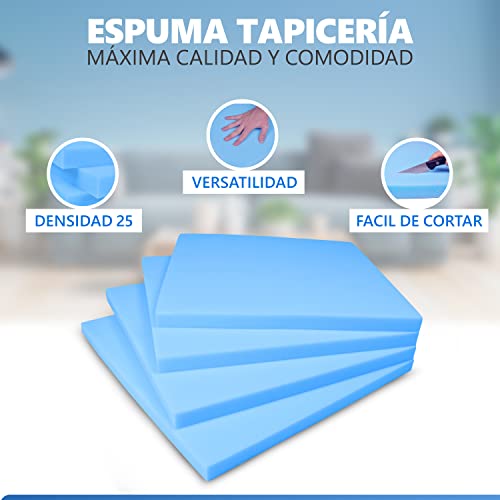Miniatura 7 de Laborda Espuma Para Tapizar - Pack 4 Planchas De Poliuretano De 50 X 50 X 3 Cm - Densidad 25 Kg M - Fabricadas En España