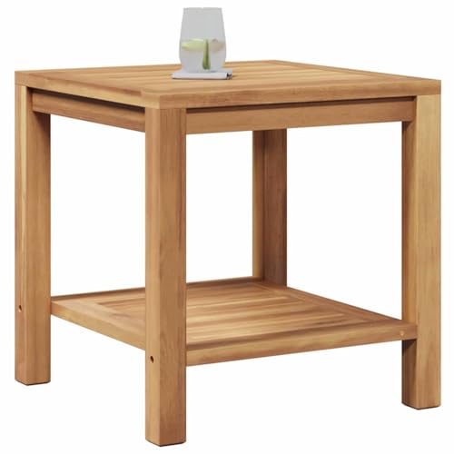 vidaXL Table Basse Marron 45 x 45 x 45 cm Bois de Teck Solide, Table Basse Alfresco, Meuble d’extérieur Moderne pour se détendre, Rangement, Design...