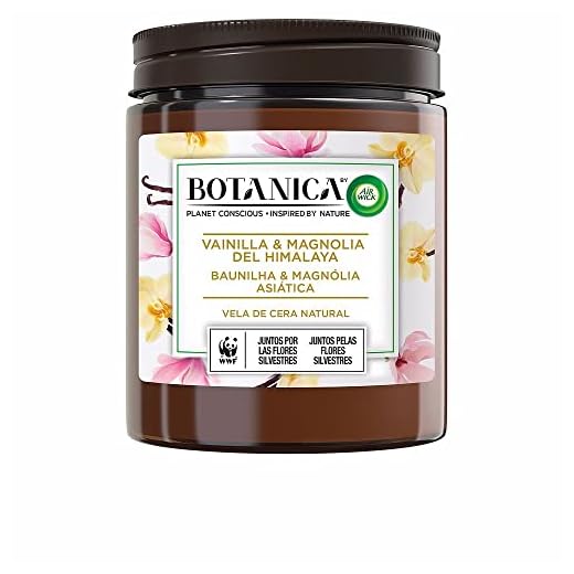 Botanica by Air Wick - Vela Aromática Perfumada, Ambientador Esencia Para Casa Con Aroma A Vainilla Y Magnolia Del Himalaya