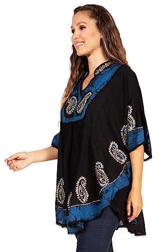 Sakkas Amori V-Neck Embroidery Poncho Top/Cover Up4