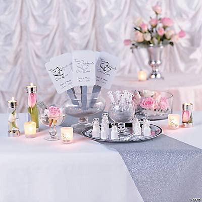 Personalized Silver Two Hearts Wedding Hand Fans - Party Supplies - 12 Pieces