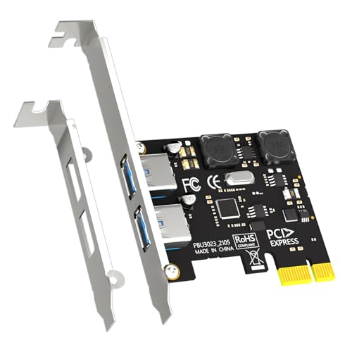 GLOTRENDS U3023 Tarjeta de expansión PCIe USB A de 2 Puertos (USB 3.2 Gen 1), Compatible con Windows y Linux (No Compatible con Mac OS)