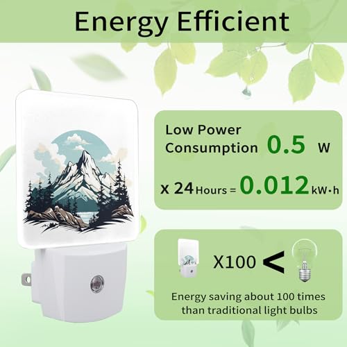 Image of Nordic Forest Mountain Night Light, Night Light Plug into Wall with Dusk to Dawn Sensor, LED Lamp Energy Saving Lights for Men Women Boys Girls,Lamp for Bedroom Bathroom Hallway