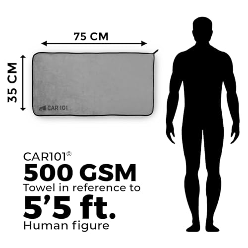 Image of CAR101 Microfiber Cloth - 1Pcs - 75x35 cm - 500 GSM - Grey | Multipurpose | Lint-Free | Superior Softness & High Absorbency | Microfibre Towels for Car, Bike & Household Cleaning