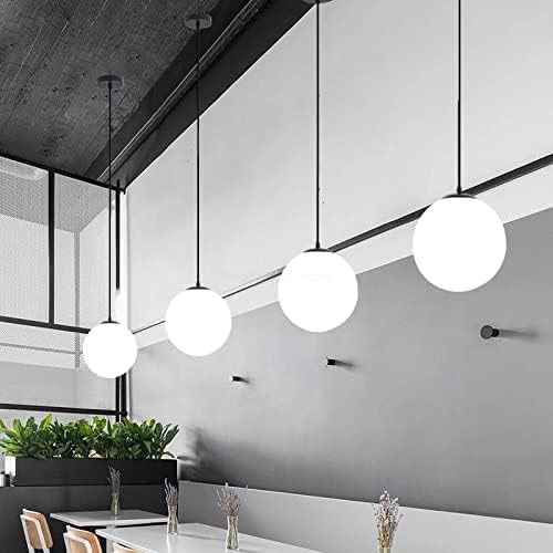 Image of Milky White Glass Globe Hanging Light for Ceiling, 6 Inch Modern Round Ball Pendant Chandelier Lamp for,(Bulb not Included) Pack of 2