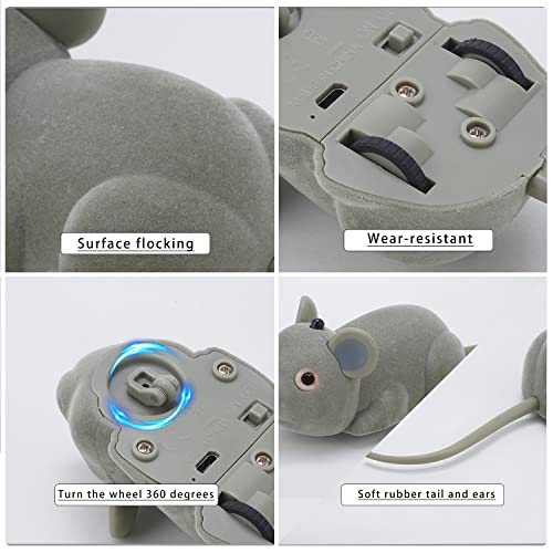 Interactive Mice Toys For Indoor Cats Remote Control Or Smart Sensing Two Mode With Usb Rechargeable Automatically Sense Obstacles And Escape Moving Electric Tricky Mouse Cat Toys For Kids/Cat, Gray #TOP2