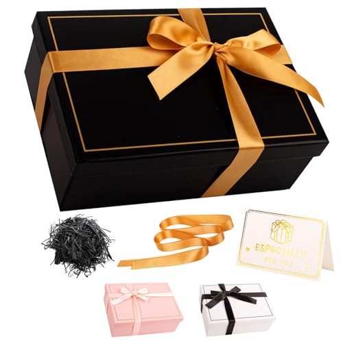 CHEMYO Grande Boîte à Cadeaux de Luxe Vide avec Ruban et Carte – Parfaite pour Noël, Mariage, Enterrement de Vie de Jeune Fille, Saint-Valentin et Anniversaire pour Filles et Elle