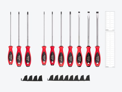 Image of TEKTON Phillips and Slotted Screwdriver Set with Modular Organizers - 8 Inch Shanks, 10-Piece (#1 - #3, 4-14 mm) | DWZ90108