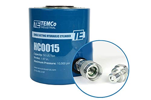 TEMCo HC0015 - Hydraulic Cylinder Ram Single Acting 50 TON 2" Inch Stroke (Optional Tonnages Availiable)