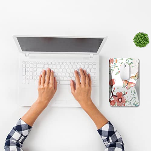 AIMSA Ergonomic Mouse Pad Wrist Rest Support, Thick Mousepad Upgraded Memory Foam, Pain Relief and Non-Slip PU Base for Home Office, Butterfly Flower — view 2