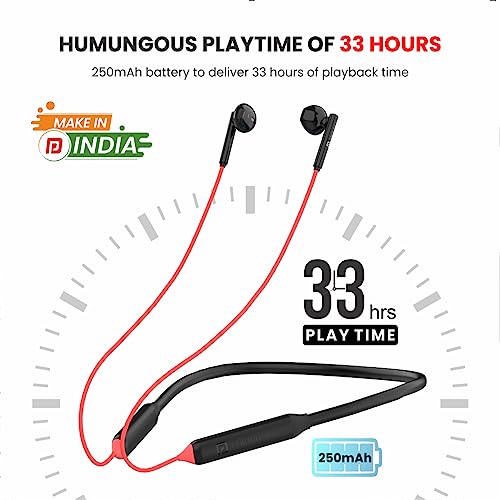 Image of Portronics Harmonics Z5 Wireless Bluetooth Stereo Headset with 33Hrs Playtime, Double EQ Mode, 14.2 mm Dynamic Drivers, Click Action Buttons(Red)