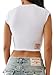 True Religion Women's Anniversary Notched SS Rib Tee – Fitted Ribbed Knit T-Shirt- White, S