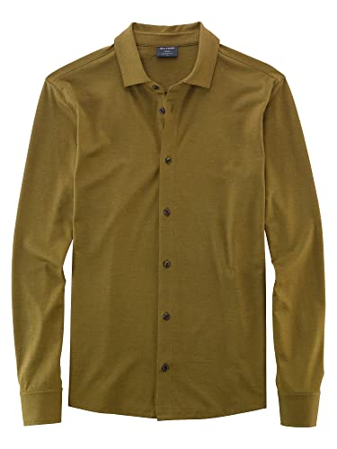OLYMP Herren Freizeithemd Langarm Polo,Uni,modern fit,Oliv 47,L
