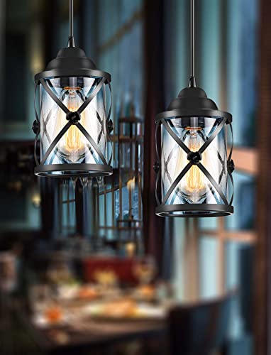 Pendant Lights - Black Light Ceiling Farmhouse Light Fixtures Hanging Light Pendant Lights Kitchen Island Lighting Glass Shade Adjustable Hanging Light Fixtures Chandeliers For Kitchen Room - E26 #TOP7