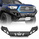 Hooke Road 3rd Gen Tacoma Grizzly Front Bumper for 2016-2023 Toyota Tacoma, Full Width Off-Road Steel Bumper with Skid Plate, D-ring Mounts & LED Lights