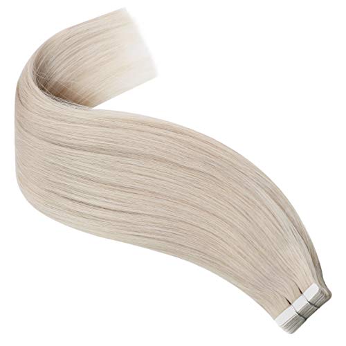#60 Platinum Blonde Tape in Hair Extensions Human Hair 14inch