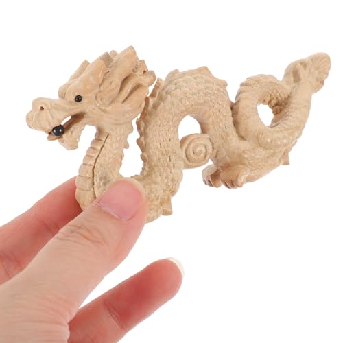 Estatua de dragón de madera para escritorio miniatura 3