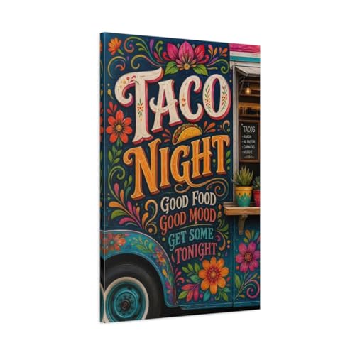 Toile Taco mexicain dynamique pour déco murale de cuisine animée