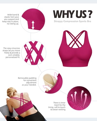 Image of Ama Larsi High Impact Strappy Sports Bra for Women | Padded Crisscross Back Supportive Running Yoga Workout Gym
