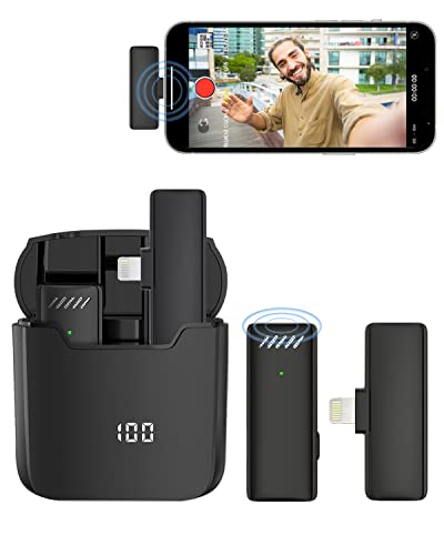 Microfono Inalambrico con Charging Case, OTHA Profesional Microfono Solapa Compatible para iPhones, para Movil Facebook Tictok Vlog Youtube, Micrófono Inalámbrico para Grabaciones de Video Cover