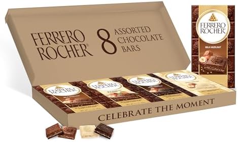 Ferrero Rocher Premium Chocolate Bars, 8 Count Variety Pack, Individually Wrapped, 3.1 oz Each