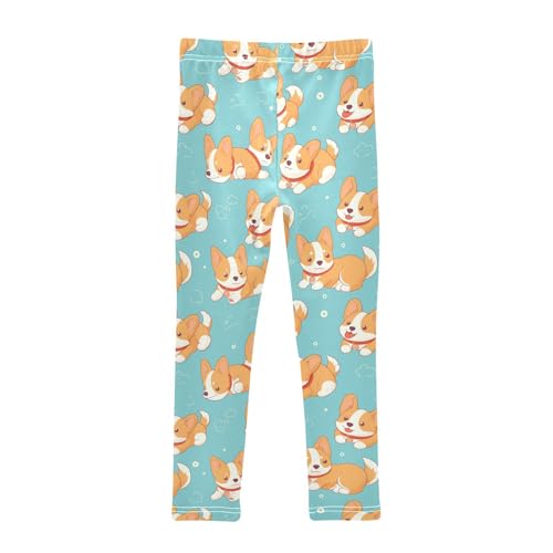 Corgi Dog Girls' Leggings Toddler Doodles Funny Kids Yoga Pants Dance Active Tights 4T2