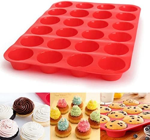 WTUI Silicone Muffin Pan Set, 24 Cups Mini Cupcake Pan, BPA Free and Dishwasher Safe, Non-Stick Silicone Baking Pan, Great for Making Muffin Cakes, Tart, Bread, Gift for Christmas (1PC)