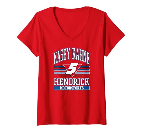 Womens Kasey Kahne 5 Red Hendrick Motorsports Licensed V-Neck T-Shirt