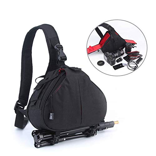 OXOQO Camera Sling Bag Crossbody Bag, Camera Case Waterproof with Rain Cover Holder Tripod Holder, Compatible for DSLR/SLR (Canon Nikon) and Accessories