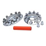 JESONN Plastic ABS Chrome Plated Front Axle Cover Kits Hub Caps for Semi Trucks with Thread-on 33mm Lug Nut Covers Removable Caps (Standard)