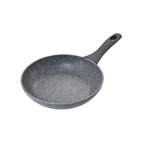 Schallen Non-Stick Anti-Scratch Grey Marble Coated Frying Pans with Cool Touch Handles, Suitable for All Hobs Induction, Electric and Gas Pans (Black Soft Handles, 20cm Frying Pan) Cover