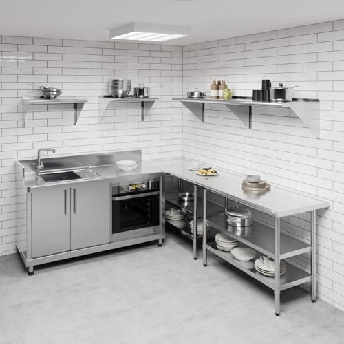 Image of AmGood 18 in. x 72 in. Stainless Steel Wall Shelf | NSF | Metal Shelving | Garage, Laundry, Storage, Utility Room | Restaurant, Commercial Kitchen