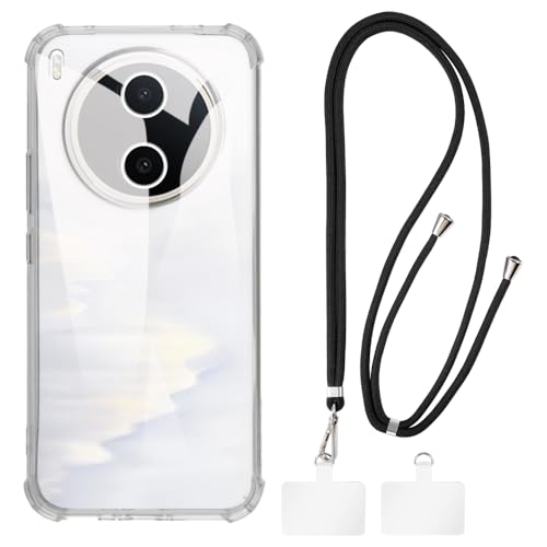 Shantime �P�[�X�ƃN���X�{�f�B�X�g���b�v�Z�b�g Vivo Y600 Pro 5G V2561A �Ƃ̌݊������� �g�уJ�o�[�Ƌ����o�b�N���t�������\�l�b�N�X�g���b�v�����2���̃p�b�`�t��(�N���A + �u���b�N)