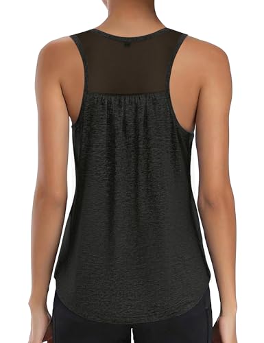 Wayleb Camiseta Deportiva de Tirantes Mujer Espalda de Malla Top Deportivo Mujer Sin Mangas Camisetas de Entrenamiento Transpirable y Ligera para Fitness, Running, Yoga