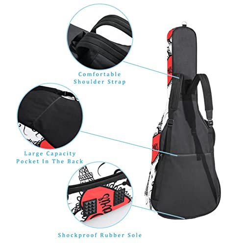 Housse de transport étanche pour guitare avec bandoulière réglable et plumes suspendues sur une flèche, Multicolor 04… - Les Beatles, Paul McCartney, John Lennon, RIngo Starr, George Harrison Housse de transport étanche pour guitare avec bandoulière réglable et plumes suspendues sur une flèche, Multicolor 04… – Image 4