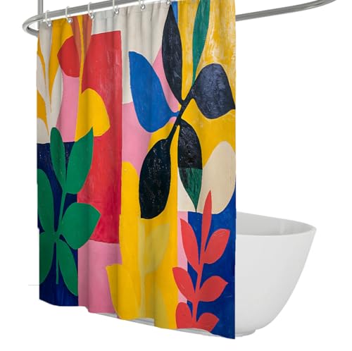 Rideau de douche en tissu polyester imperméable et résistant imprimé botanique 100x200 - 2